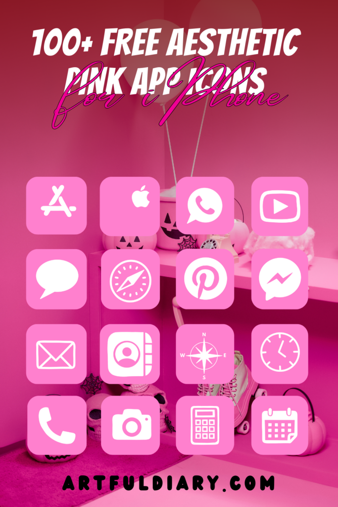 Free Light Pink App Icons Collage