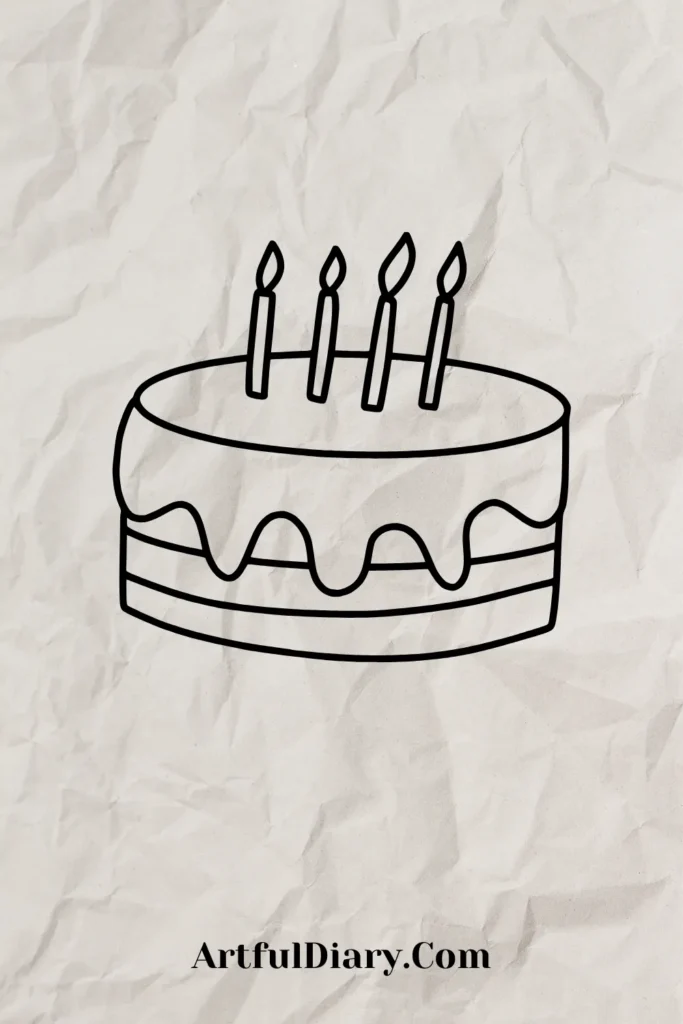 easy doodle drawing of a cake
