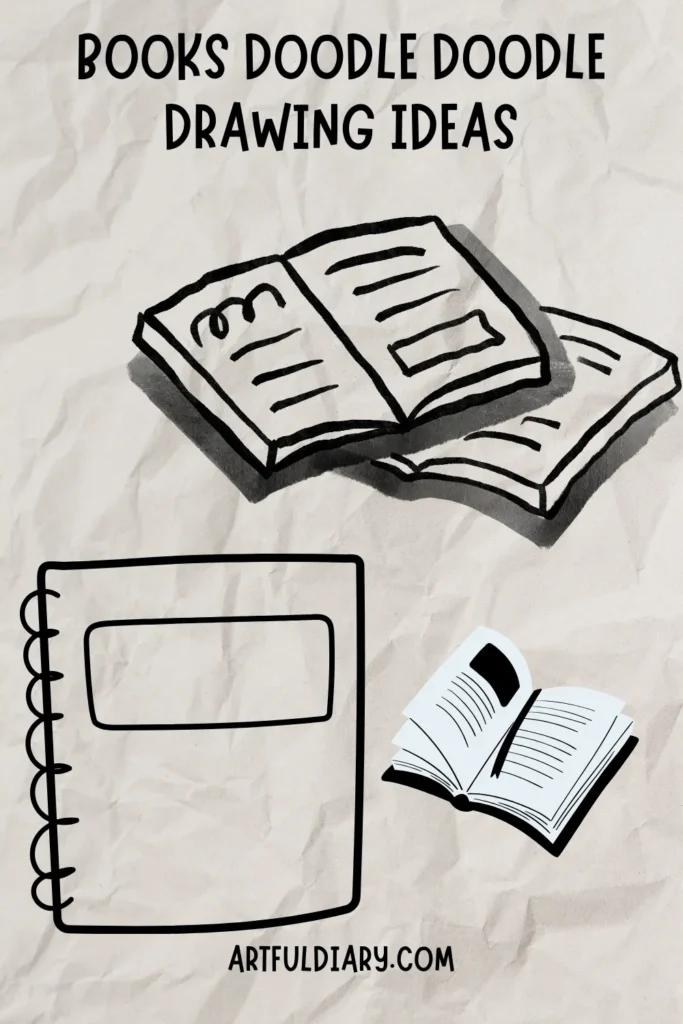 easy doodle drawing of books