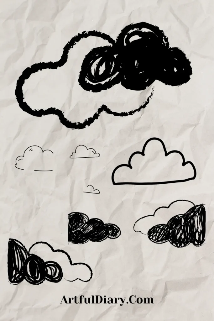 easy doodle drawing of clouds