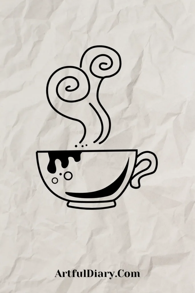 easy doodle drawing of a coffee cup