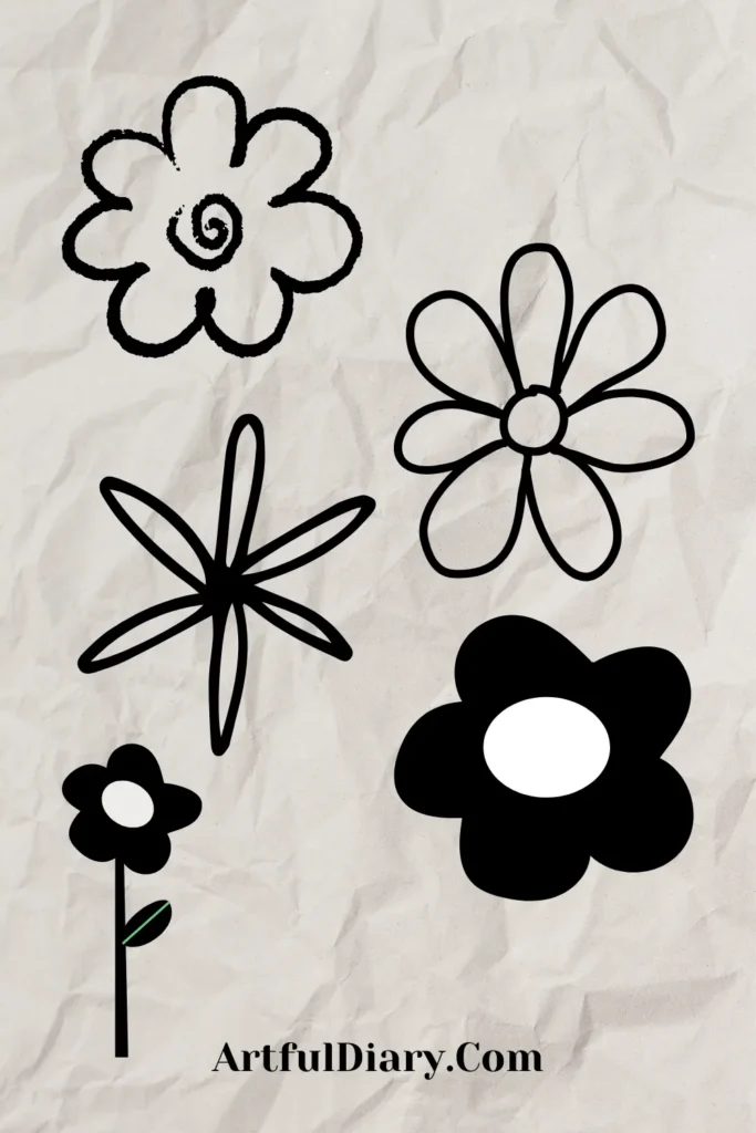 easy doodle drawing of flowers
