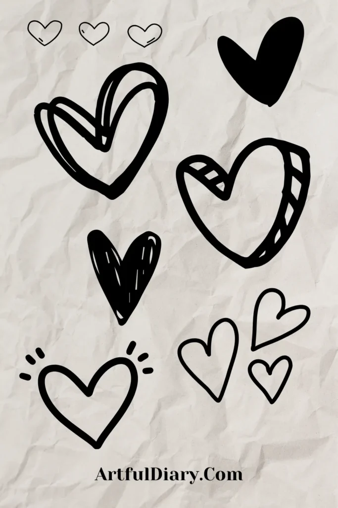 easy doodle drawing of hearts