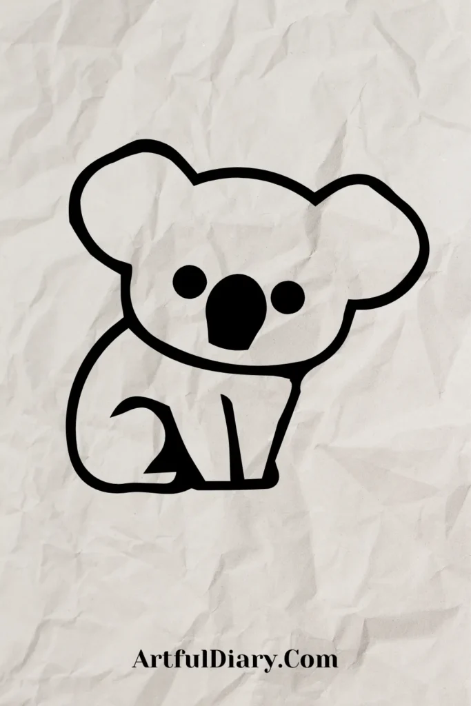 easy doodle drawing of a koala
