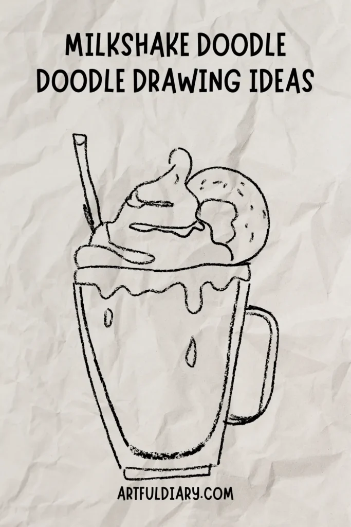 easy doodle drawing of a milkshake glass