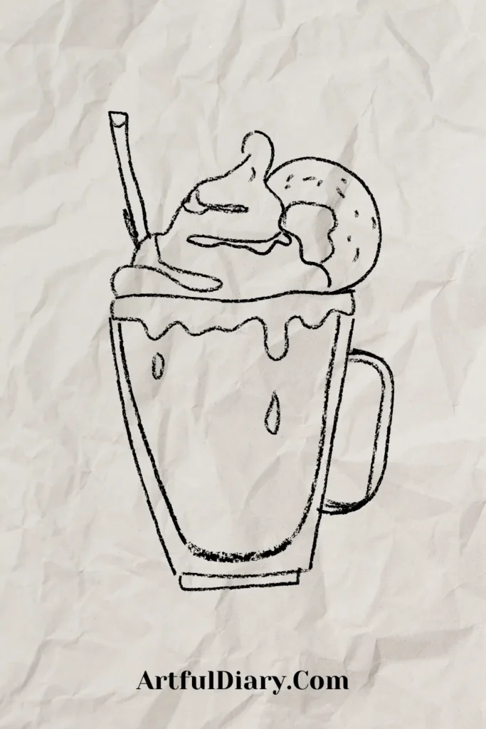 easy doodle drawing of a milkshake glass