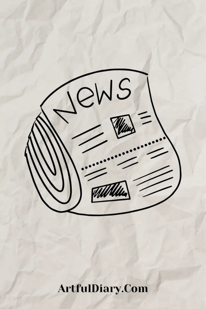 easy doodle drawing of a newspaper