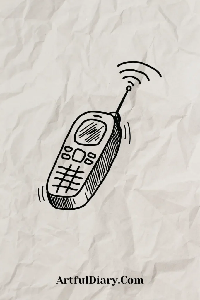 simple doodle drawing of a old cellphone