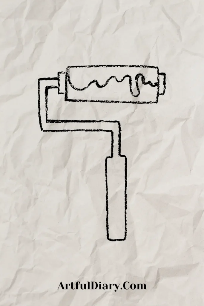 easy doodle drawing of a paint roller