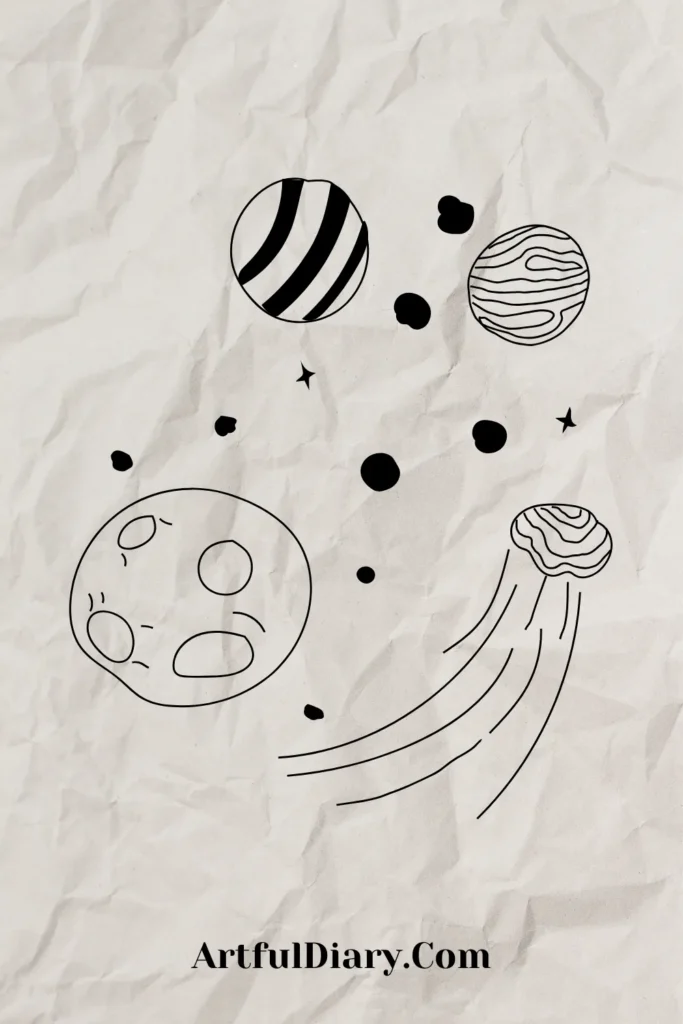 easy doodle drawing of planets