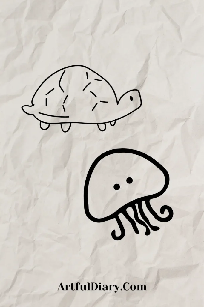 sea animal easy doodle drawing 