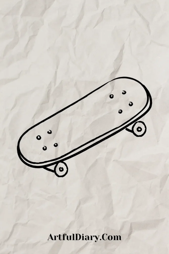 easy doodle drawing of a skatebaord