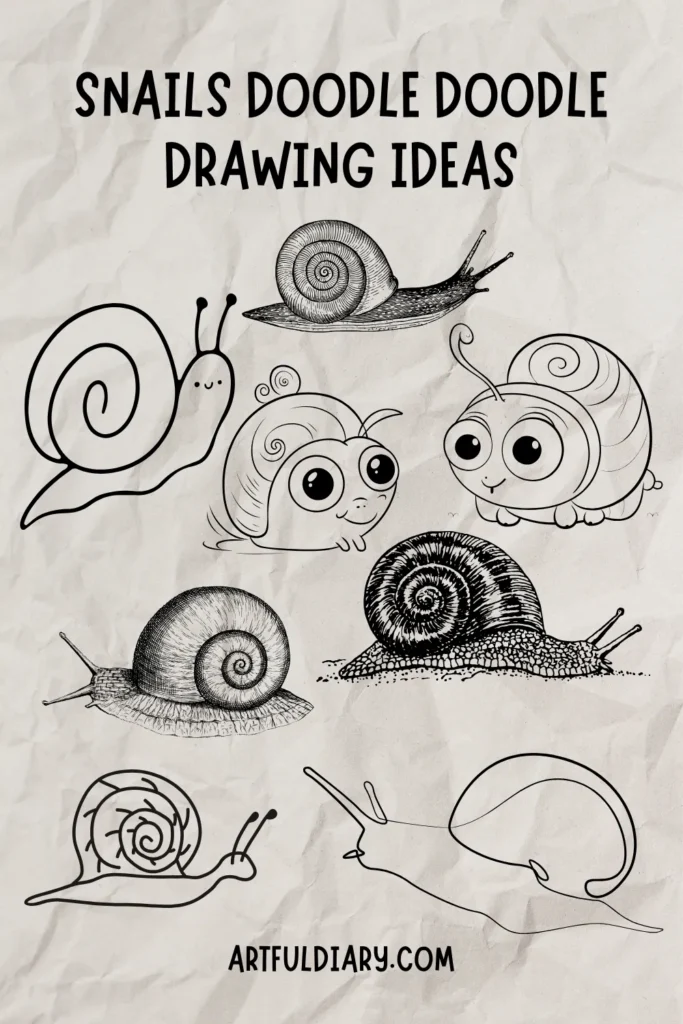 snail easy doodle drawing idea