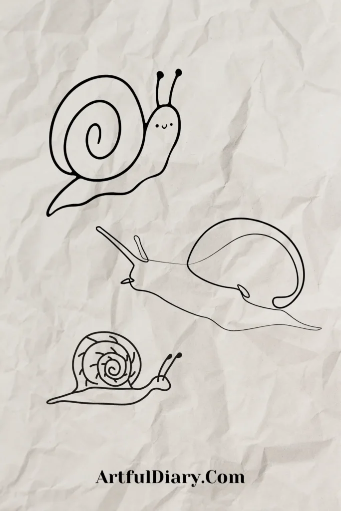 snail easy doodle drawing idea