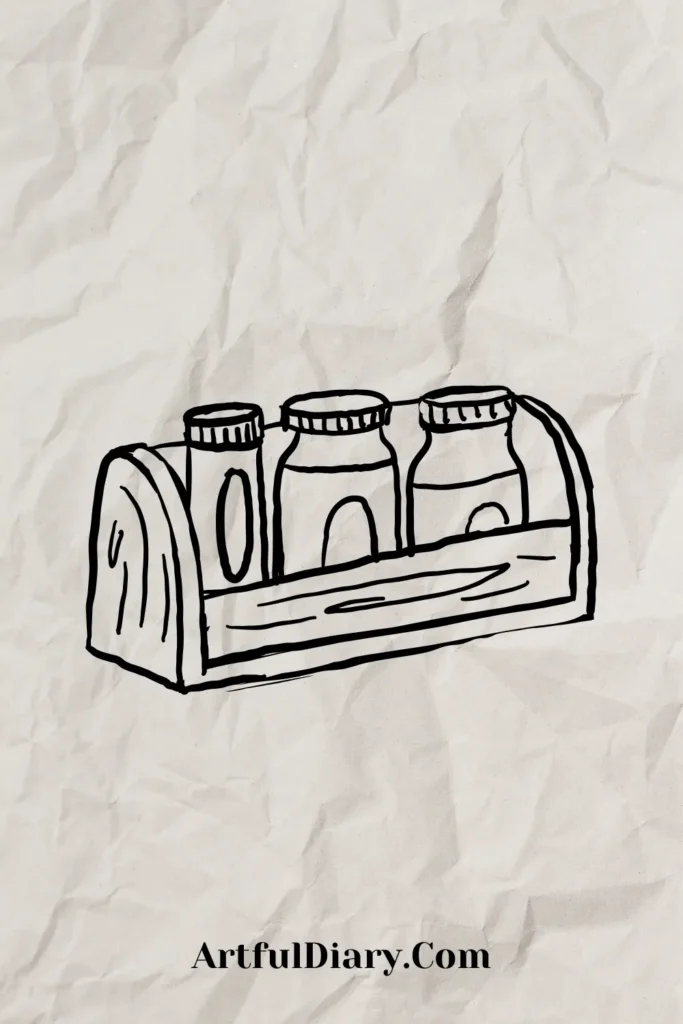 easy doodle drawing of a storage box