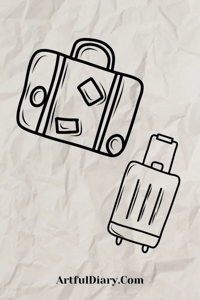 easy doodle drawing of suitcase