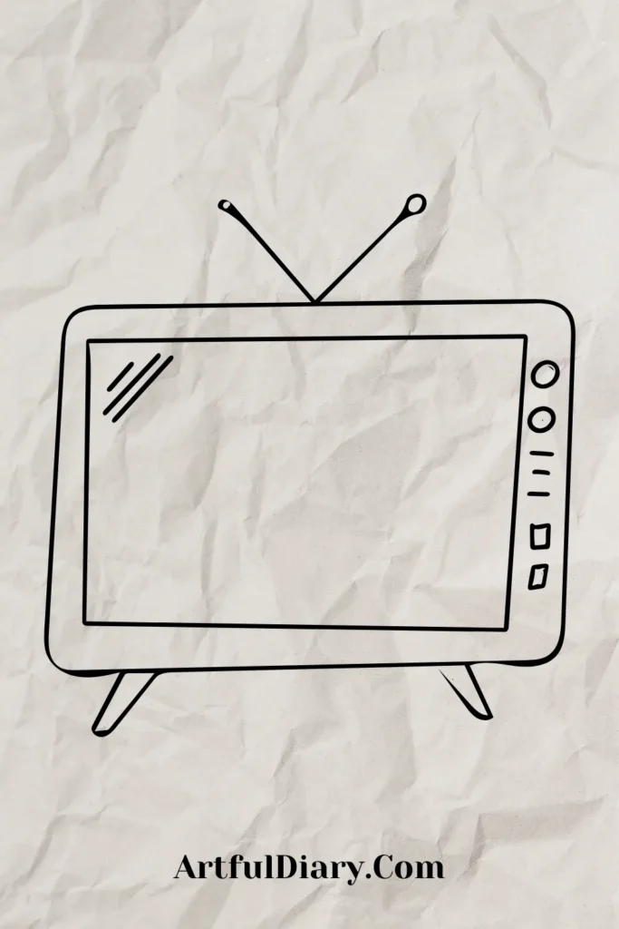easy doodle drawing of a television