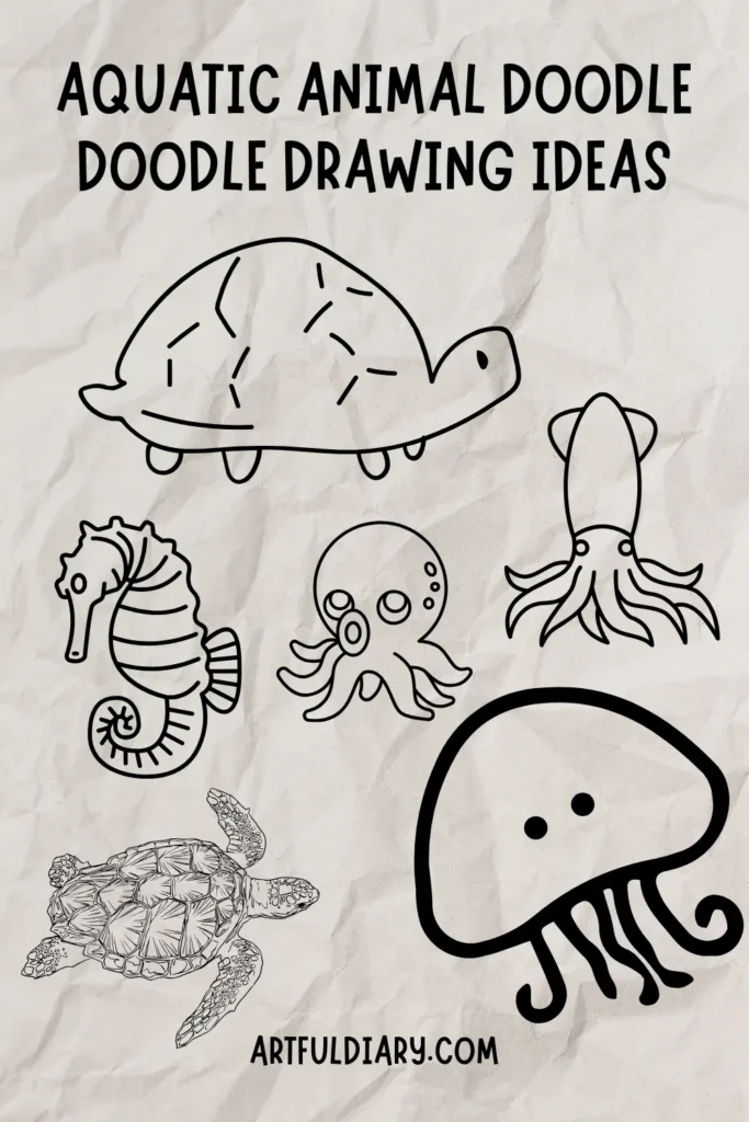 aquatic animal Doodle Drawing Ideas