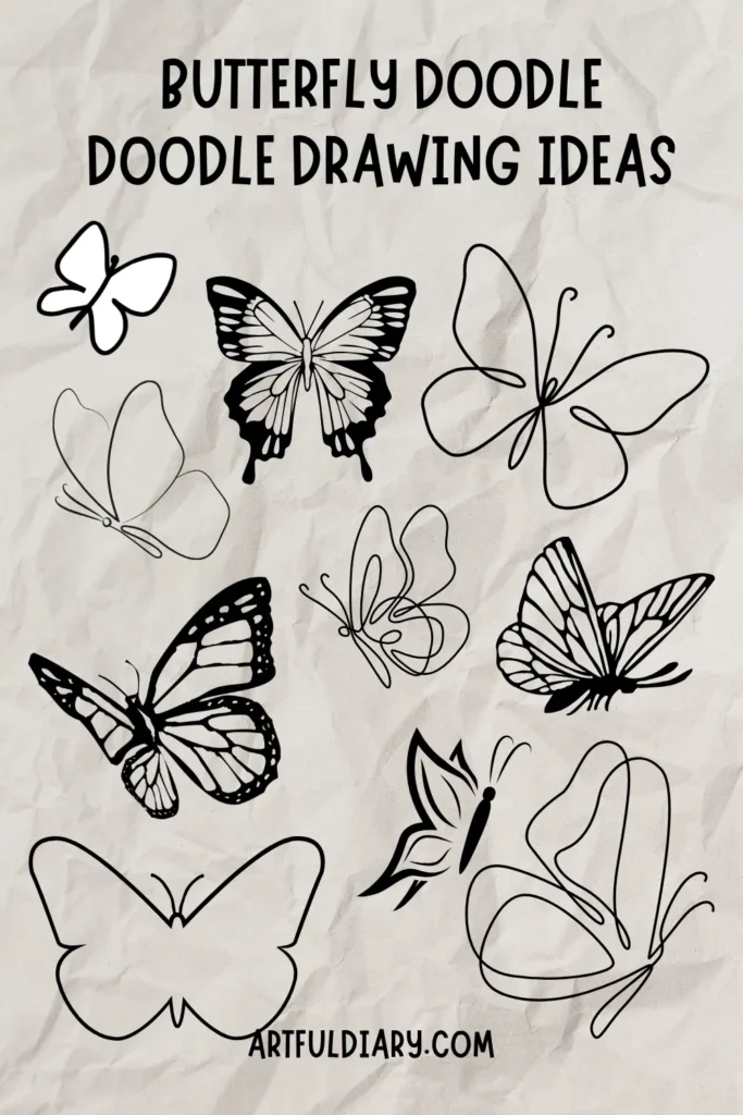 simple cool doodle drawing of a butterfly