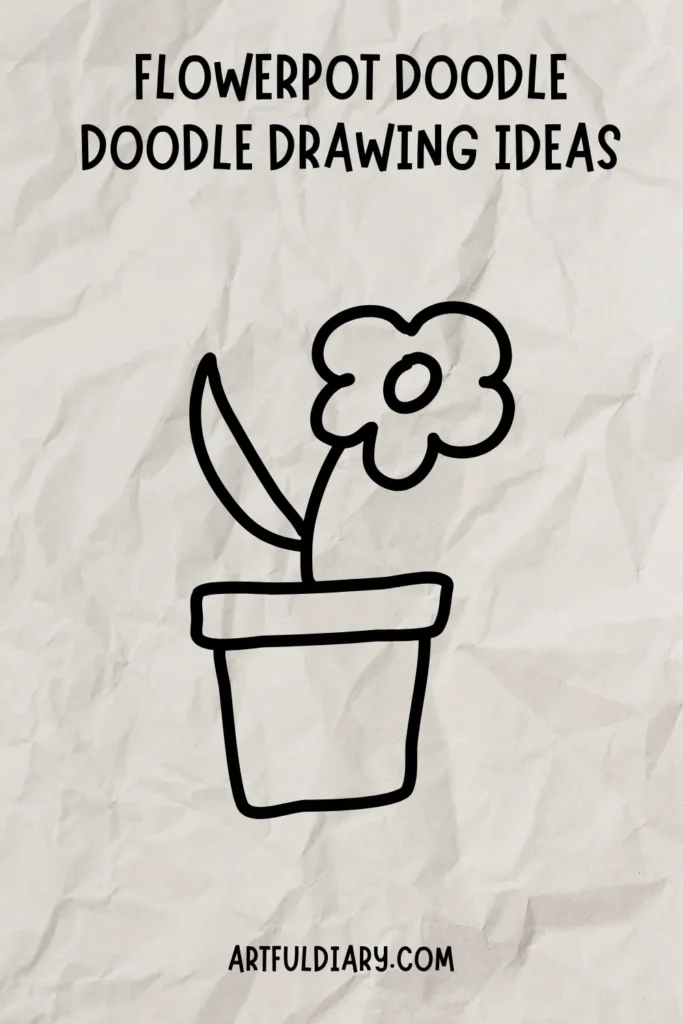 easy doodle drawing of a flowerpot