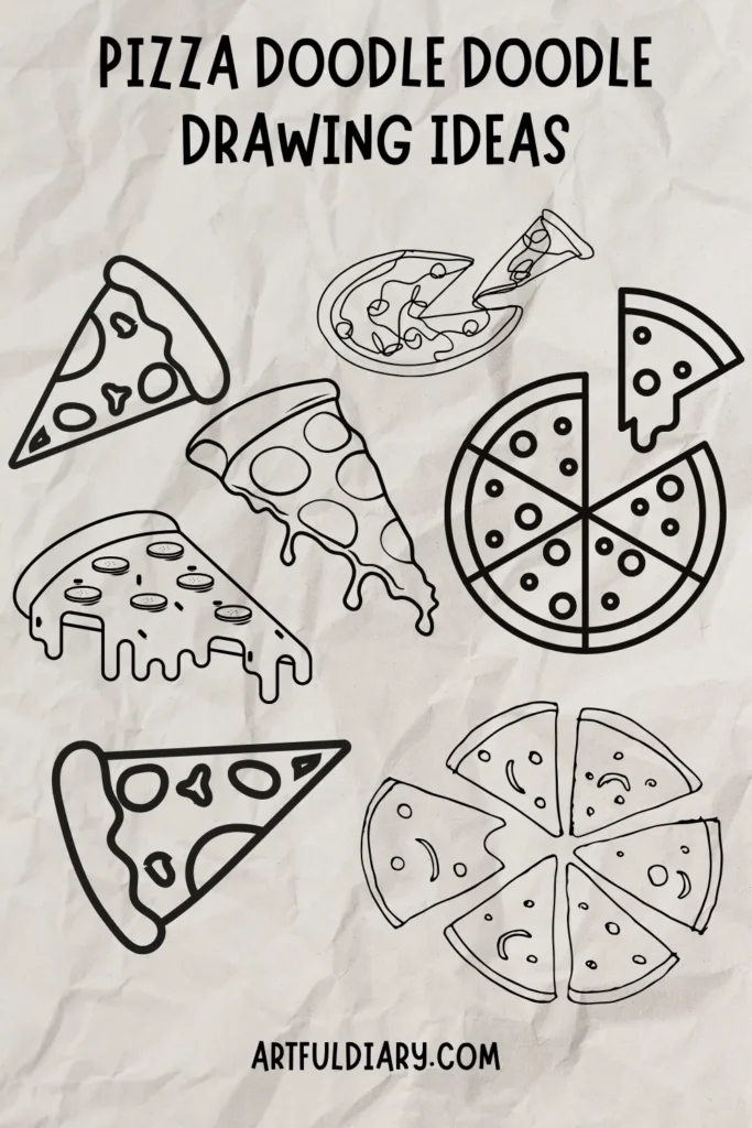 easy doodle drawing of a pizza slice