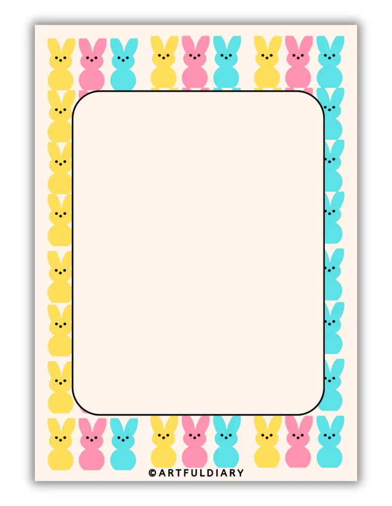Bunny Border Printable blank canvas for easter letter