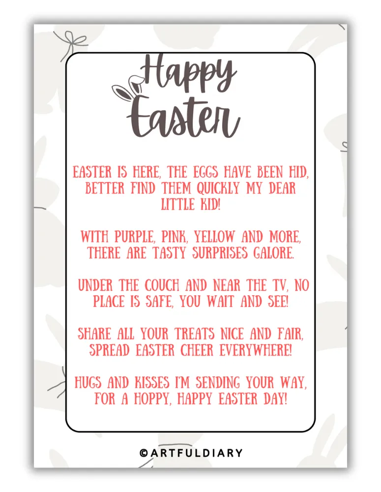 Poetic Notes from Easter Bunny with Clues Printable Preview image