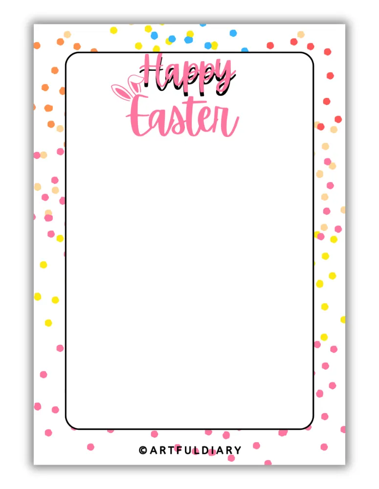 Vibrant Polka Dot Happy Easter Blank Printable Notecard