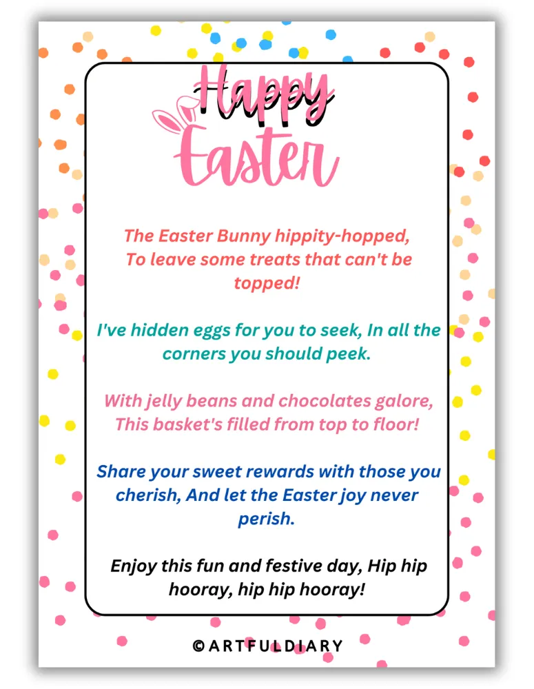 Easter Bunny Riddle Poem Printable preview image