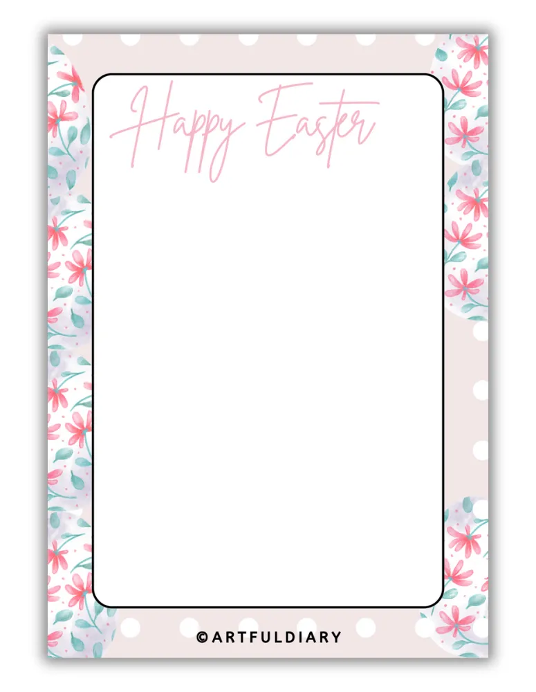Floral Border Happy Easter blank Notecard