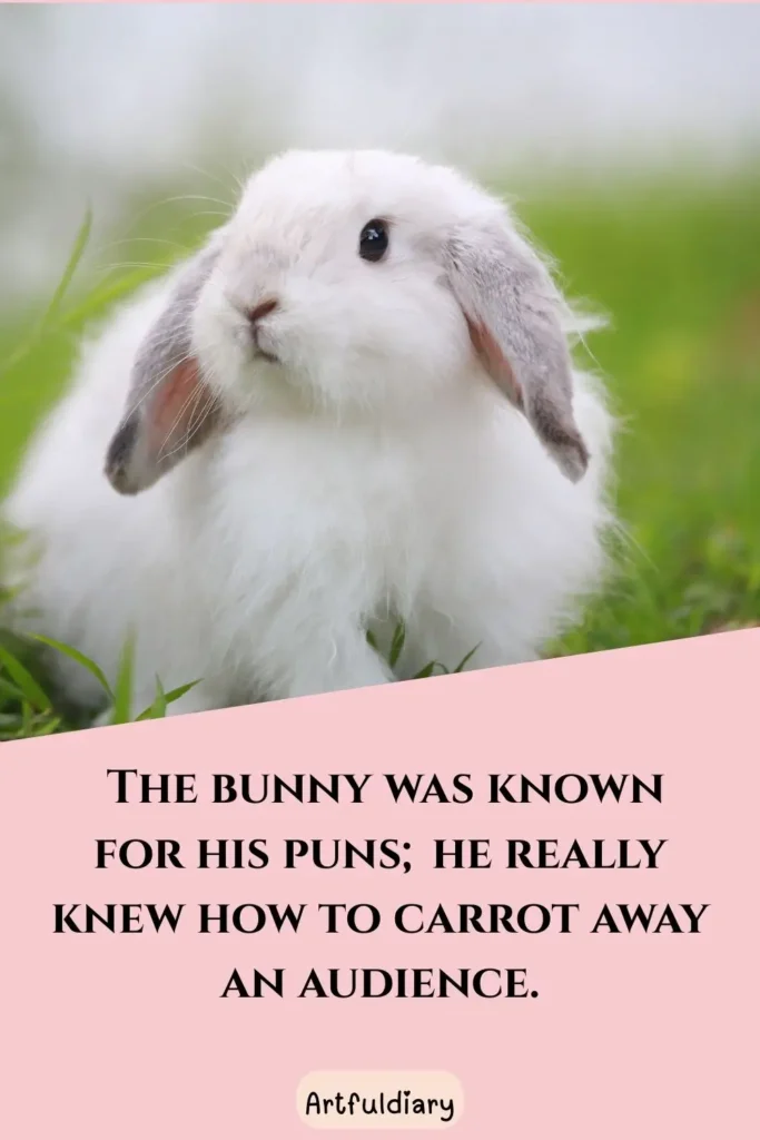 The bunny was known for his puns; He really knew how to carrot away an audience. rabbit puns