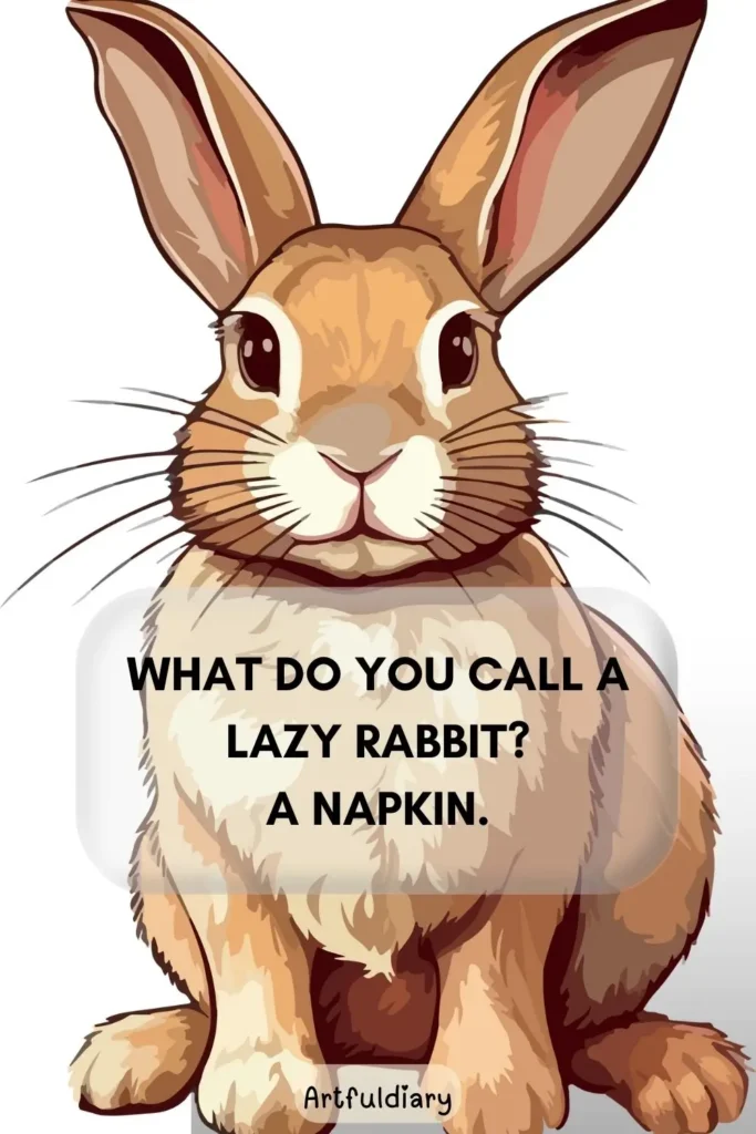 What do you call a lazy rabbit? A napkin, rabbit puns