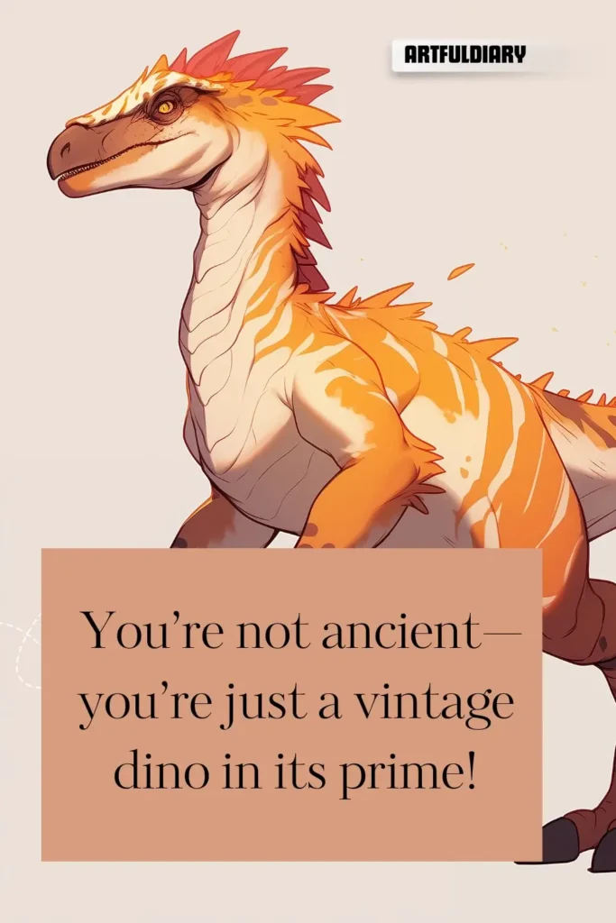 You’re not ancient—you’re just a vintage dino in its prime! dinosaur puns