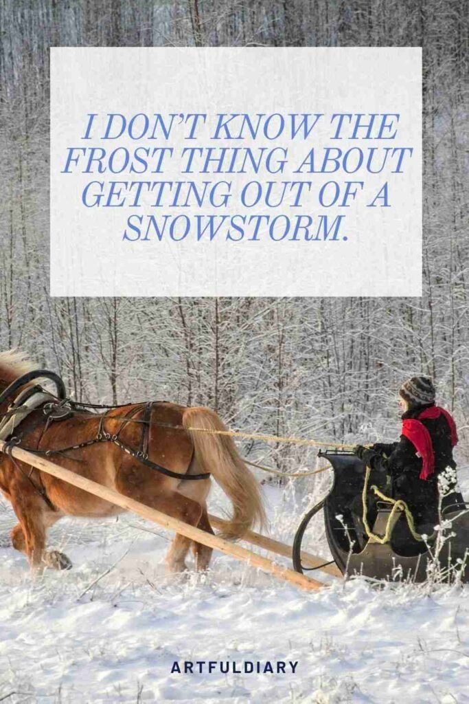 I don’t know the frost thing about getting out of a snowstorm, snow puns