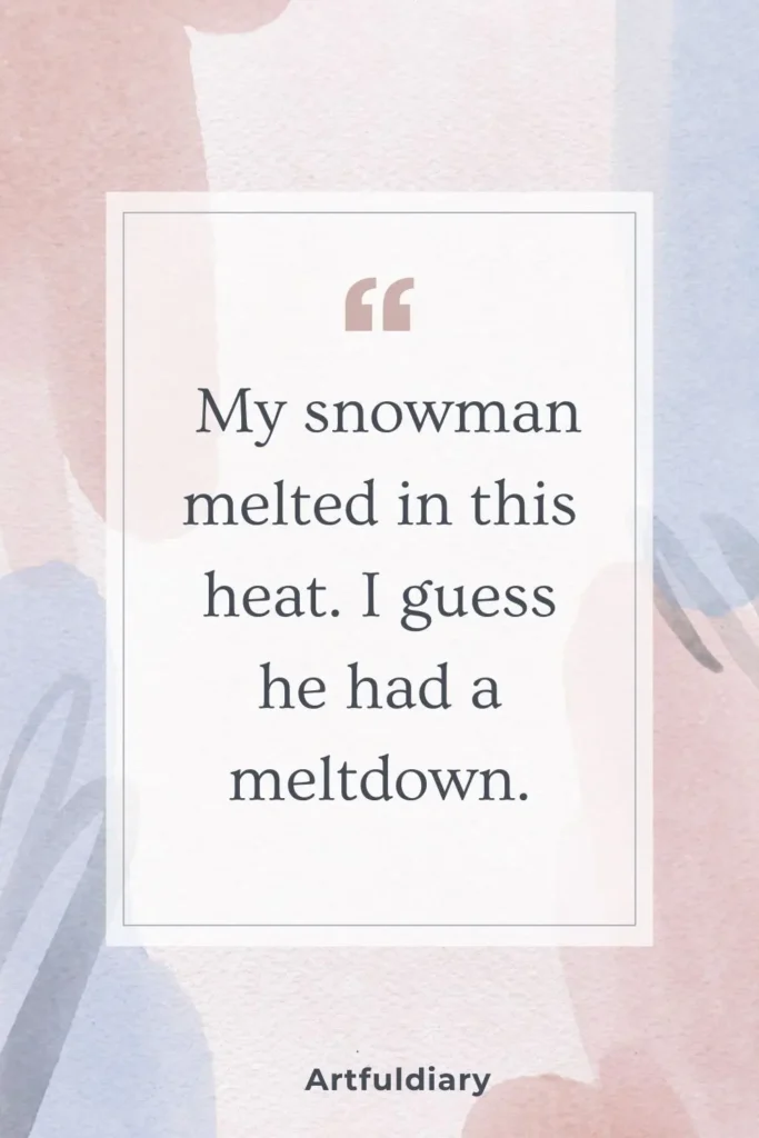 My snowman melted in this heat. I guess he had a meltdown. snow puns