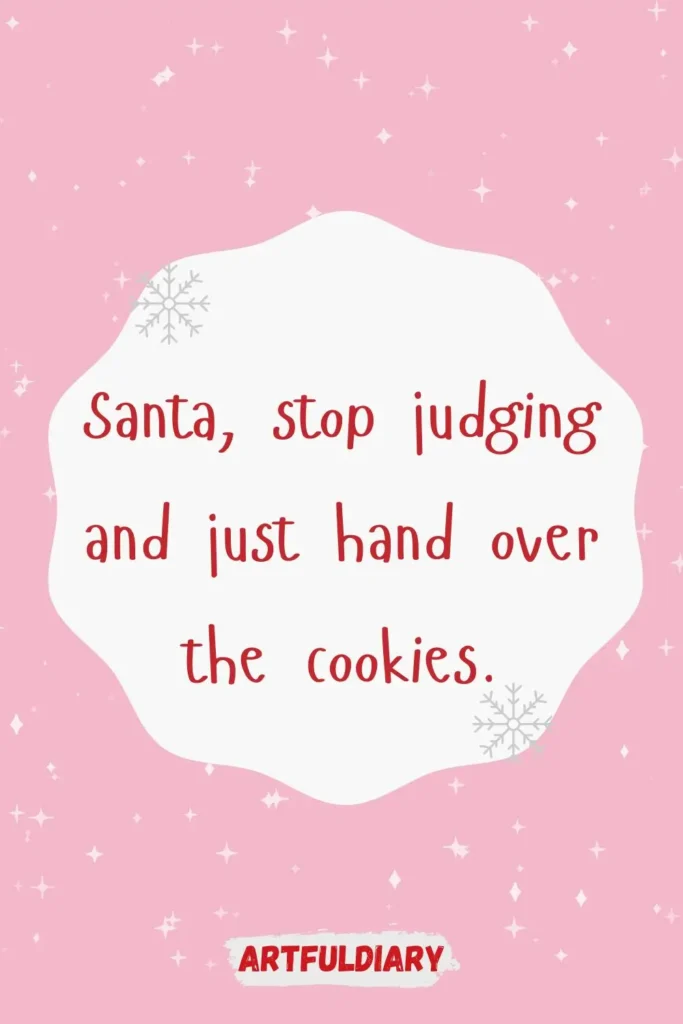 Santa, stop judging and just hand over the cookies, christmas puns
