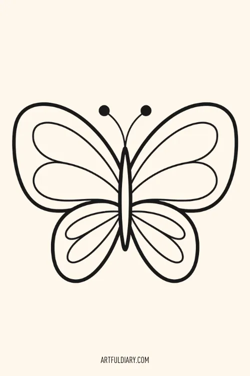 butterfly black and white Simple Drawing idea for kids