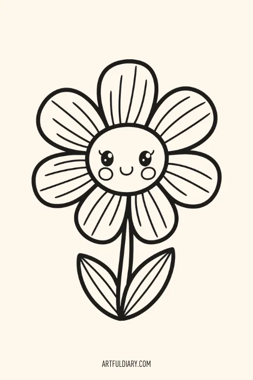 flower cute face Simple Drawing idea.