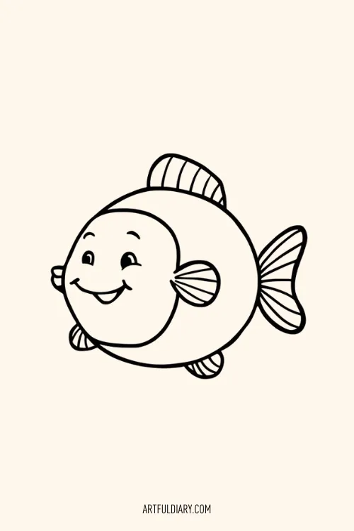 smiling fish face Simple drawing idea.