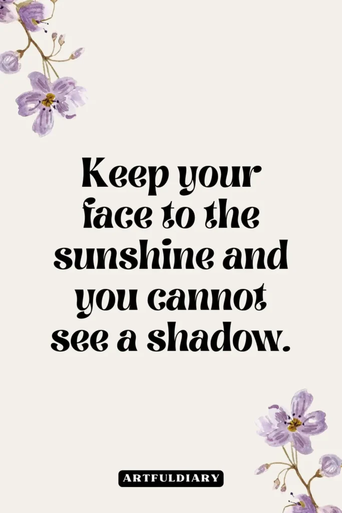 Keep your face to the sunshine and you cannot see a shadow, quotes