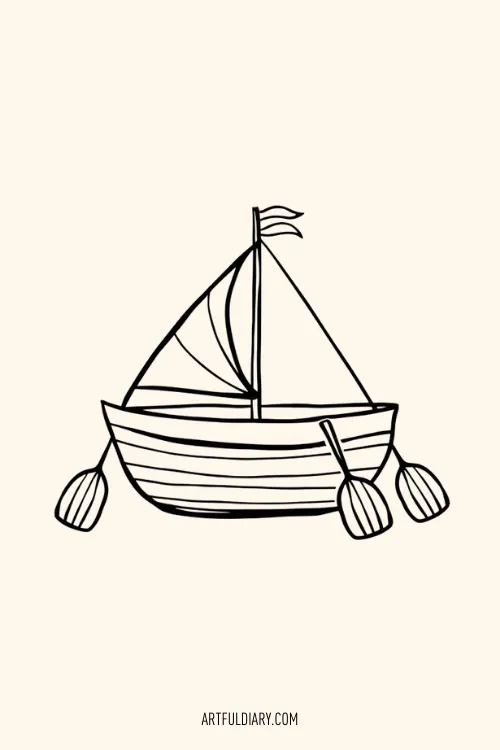 boat black and white Simple drawing idea.