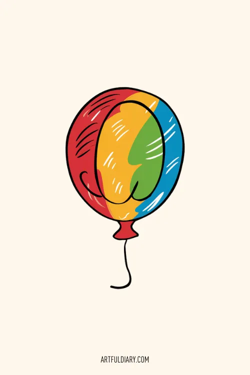 colored balloon Simple drawing idea.