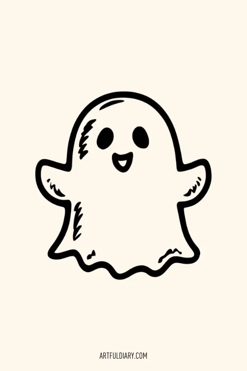 cute ghost Simple drawing idea.