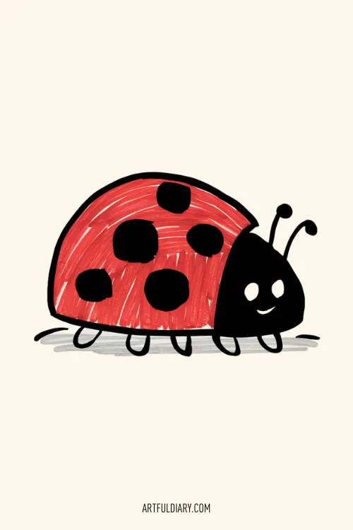 lady bug pencil and sketch Simple drawing idea.