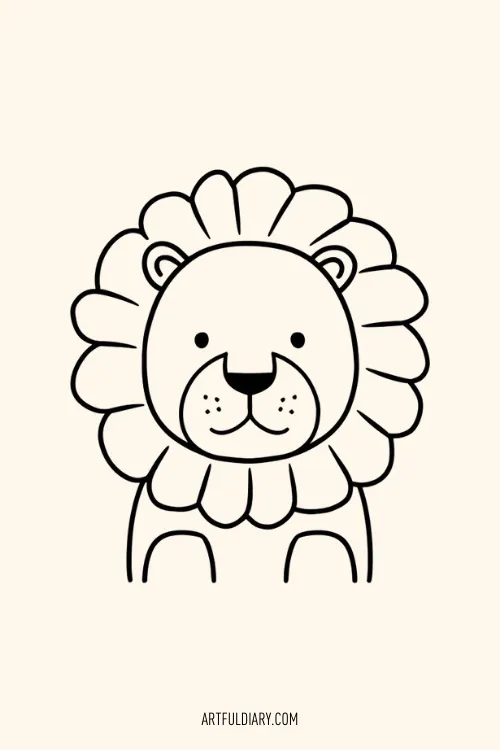 lion black and white Simple drawing idea.