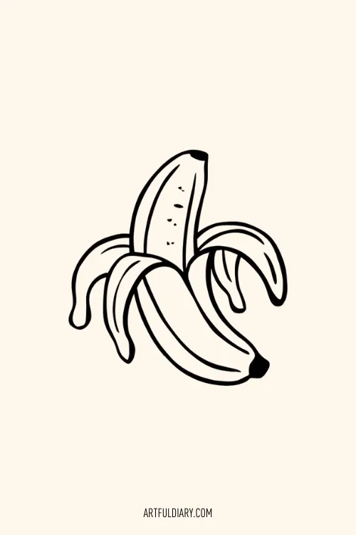 peeled off banana Simple drawing idea.