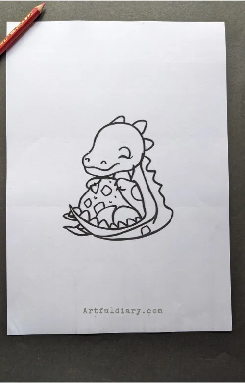 Baby dragon with blanket drawing idea.