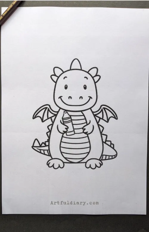 Dragon holding crayon drawing idea.