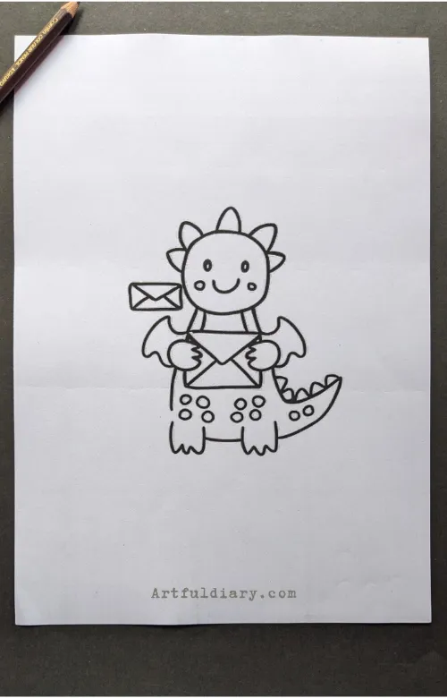 Dragon holding letter drawing idea.