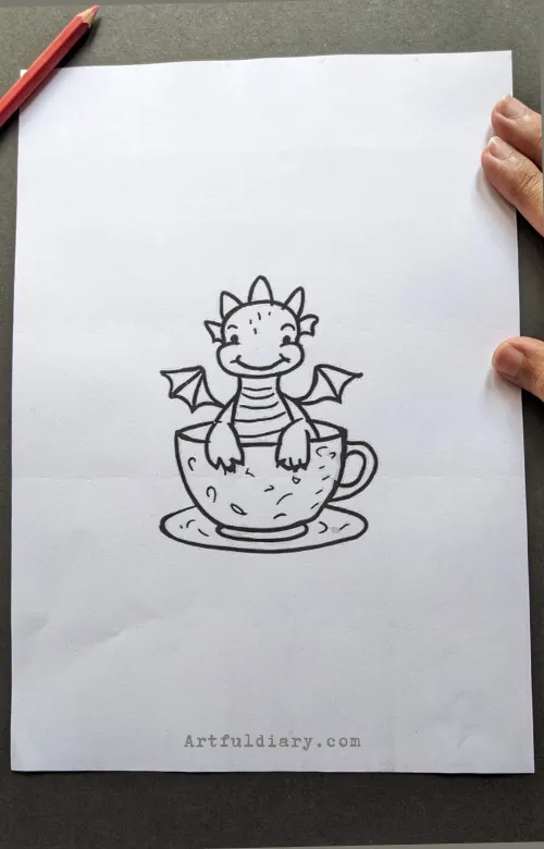 Dragon in a teacup drawing idea.